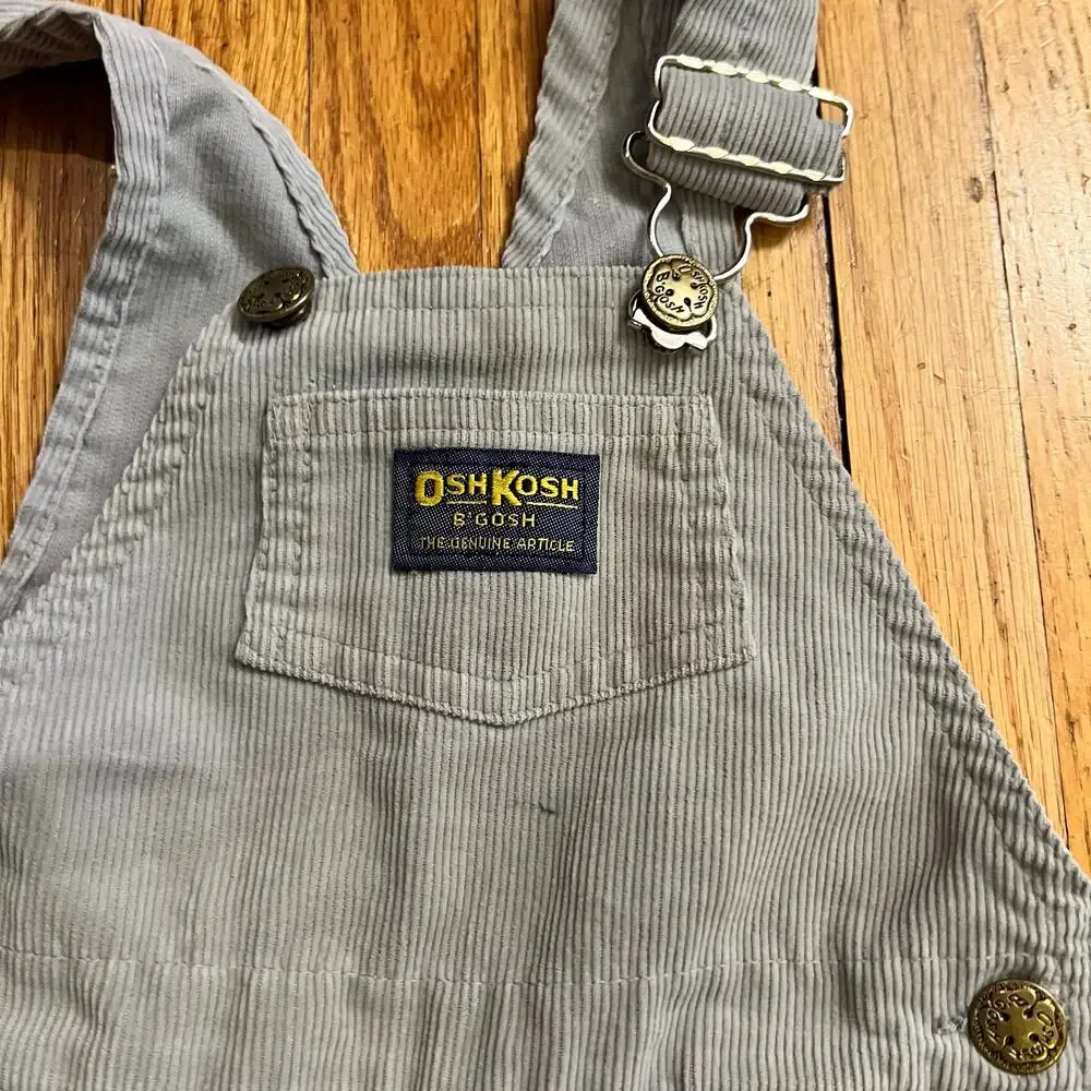 Oshkosh B Gosh Vintage Overalls Infant Toddler 24 Month Gray Corduroy USA